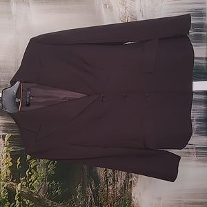 Anne Klein Womens 8 petite super sharp black business suit coat blazer jacket